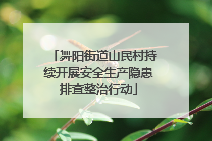 舞阳街道山民村持续开展安全生产隐患排查整治行动